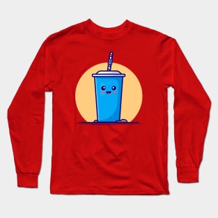 Cute Drink Cup Cartoon Vector Icon Illustration Long Sleeve T-Shirt